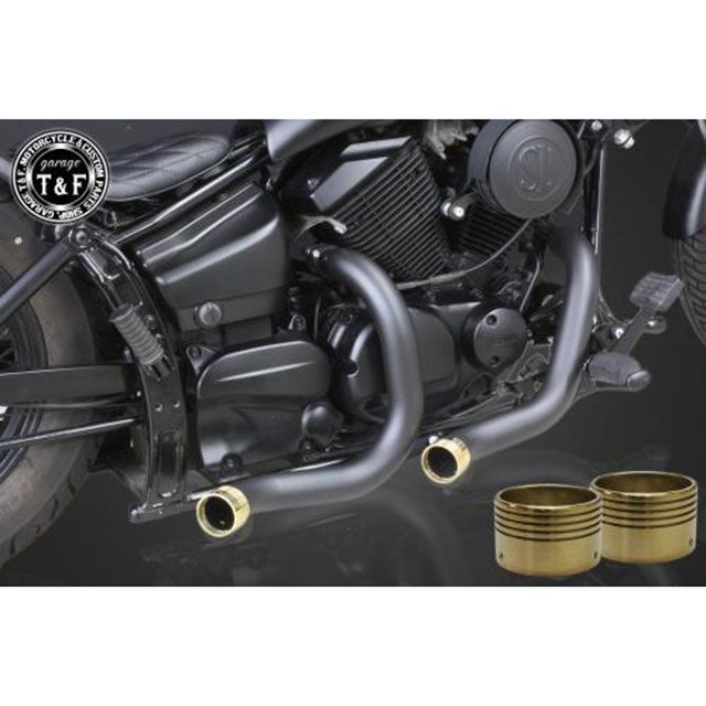 ガレージT&F ドラッグスター250 ターンアウトマフラー(ブラック) ドラッグスター250 タイプ エンド付き(真鍮) ・607134