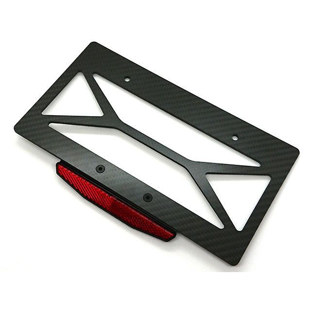 Fixe design CFRP ライセンスプレートベース トラペゾイド リフレクター付 汎用 FDLP106R画像