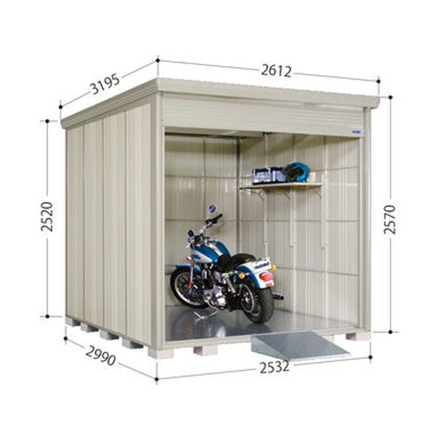 【メーカー直送】タクボ物置 バイクシャッターマン BS-S2529 組立+転倒予防措置(土)付き BS-S2529WH-T|モトメガネ 店