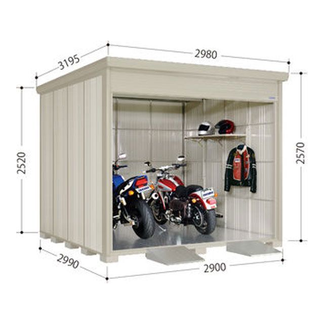 【メーカー直送】タクボ物置 バイクシャッターマン BS-S2929 商品のみ BS-S2929WH-H|モトメガネ 店