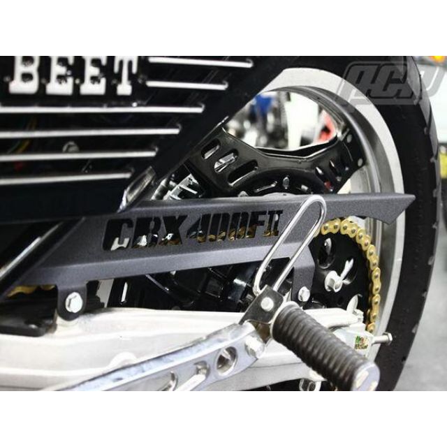 ACP CBX400FII ロゴ入り チヂミ塗装 チェーンケース CBX400F、CBX400F2、CBX550F カラー 黒 STC059|モトメガネ 店