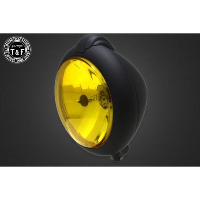 ガレージT&F スティード400（VLS） 5.75インチユニティタイプヘッドライト＋ステーSET（タイプD） スティード400（VLS） タイプ オールマットブラック・イエロー ・4022324｜モトメガネ 店