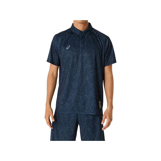 アシックス 2031E992 ドライグラフィックボタンダウンポロシャツ（MIDNIGHT） サイズ 3XL 2031E992