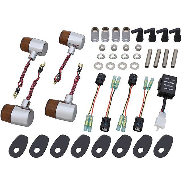 ポッシュフェイス LED クラシカル 71タイプウインカー車種専用キット(メッキボディ/オレンジレンズ) ・132091-73|モトメガネ 店