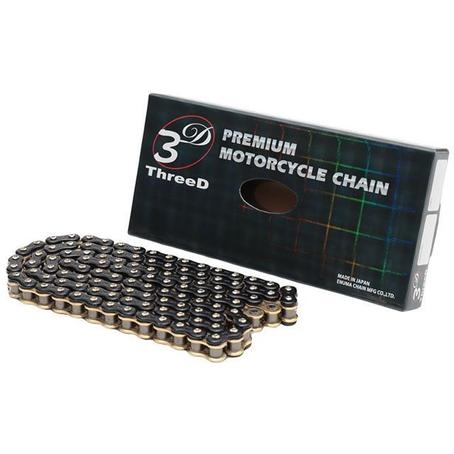 江沼チェーン NXリングシールチェーン THREED 525ZN/3D（BK：GP）90L MLJ（ブラック＆ゴールド） 汎用 サイズ 114L JAN_4571291778337｜モトメガネ 店