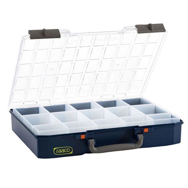Raaco 136310 パーツケース キャリーライト 15区画 積載量13kg トレー80シリーズ対応 5&times;10-15 136310｜モトメガネ 店