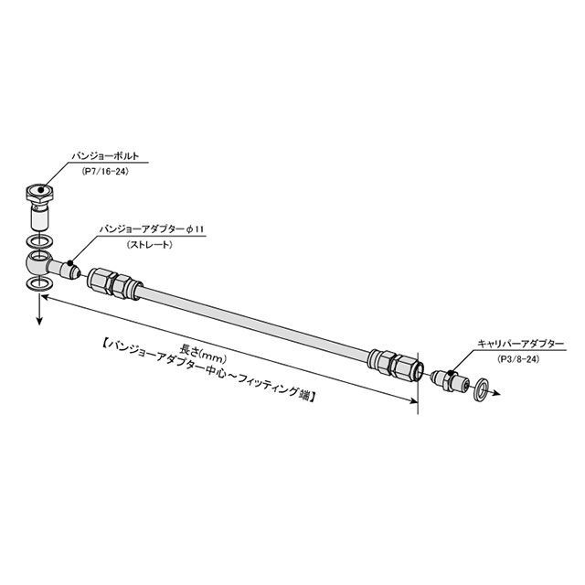 スウェッジライン ホースキット ステンレスブラック/ブラック ハーレー用 11パイーCAD 汎用 ホース長 400mm BTHB400｜モトメガネ 店
