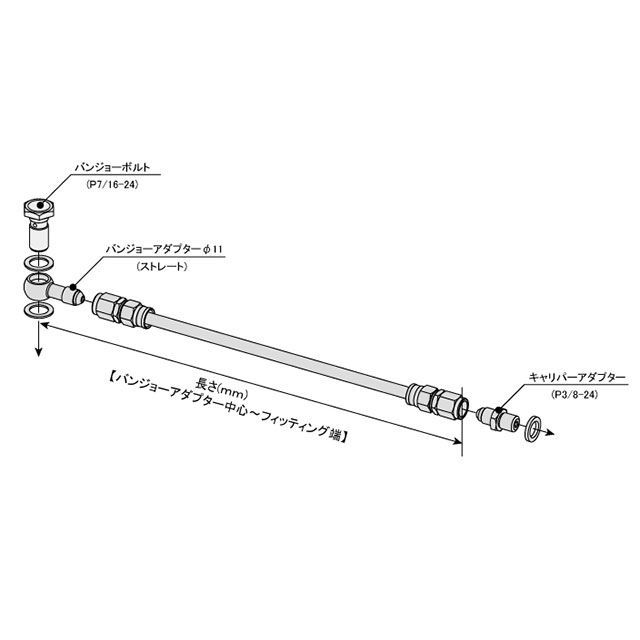 スウェッジライン ブレーキホースキットステン11φST-CAD 11パイーCAD 1100mm 汎用 STHB1100｜モトメガネ 店