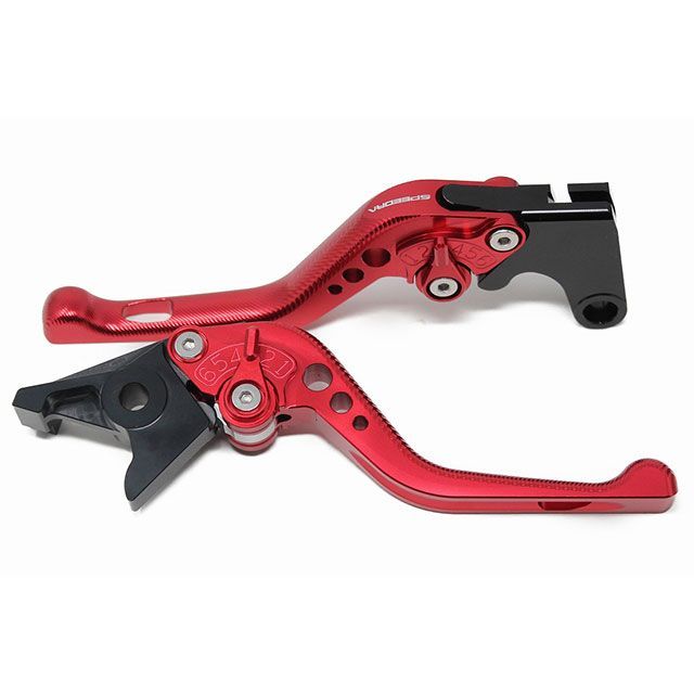 SPEEDRA アジャストレバー 3Dショート（レバー本体カラー：レッド） アジャスターカラー チタン LVFG096RD-TM｜モトメガネ 店