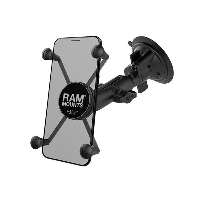 ラムマウント Xグリップ(M)&ツイストロックサクションベースセット(標準アーム)吸盤径83.8mm 1インチボール RAM-B-166-UN10U|モトメガネ 店