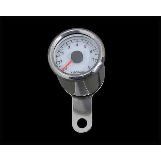 ネオファクトリー 48mm アジャスタブルタコメーター 汎用 ボディ ステンレス 文字盤 白 バックLED 白光 ・010884|モトメガネ 店