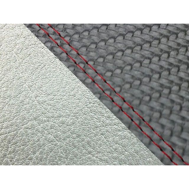 グロンドマン W650（99年 EJ650A1/C1） 国産シートカバー 張替 カーボンブラック W650 ライン シルバーライン 仕様 赤ダブルステッチ GH5557KC1654SW40