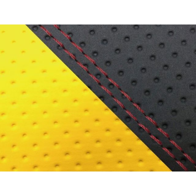 グロンドマン MT-09/FZ-09 国産シートカバー エンボス黒＆エンボスイエロー MT-09/FZ-09 タイプ 張替 仕様 赤ダブルステッチ GH5562YC825SW40