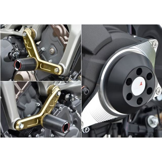アグラス レーシングスライダー 3点セット エンジンハンガーφ50＋ジェネレーター MT-09 カラー ジュラコン/ホワイト タイプ ロゴ有 342-273-014X｜モトメガネ 店