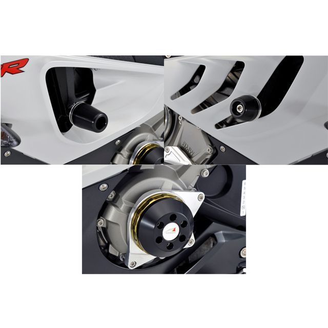 アグラス レーシングスライダー 3点SET フレーム＋ジェネレーターA S1000RR カラー シルバー/ブラック タイプ ロゴ無 342-701-006SB｜モトメガネ 店