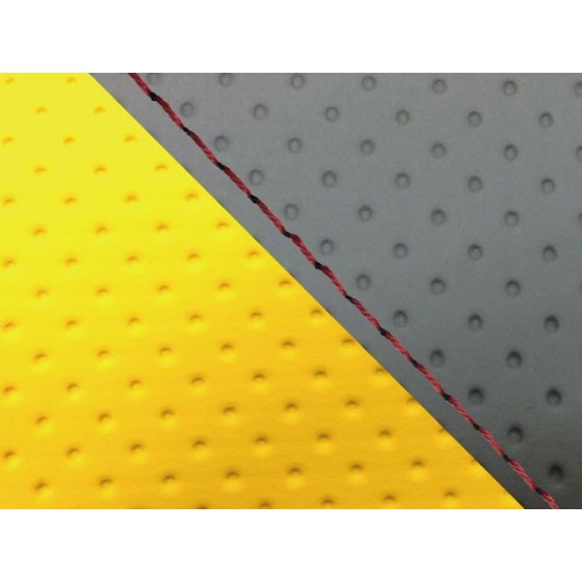 グロンドマン CBR1000RR（SC57） 国産シートカバー 張替 エンボス灰＆エンボスイエロー CBR1000RR 仕様 赤ステッチ 適合 ダブル（リア側） GH5575HC1225S40