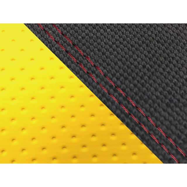 グロンドマン FZ1 フェザー(10年~)シングル(フロント側) グロンドマン国産シートカバー 張替(スベラーヌブラック・エンボスイエロー) FZ1 フェザー 仕様 赤ダブルステッチ GH5565YC4625SW40