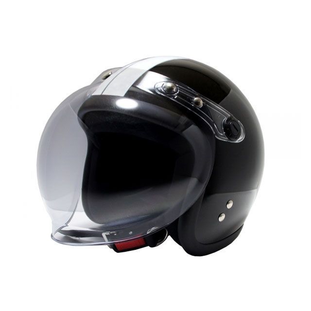 【メーカー直送】ビー＆ビー シールド付ジェットヘルメット（ブラックホワイトライン） BB004