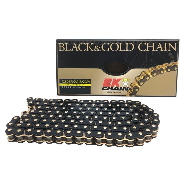 江沼チェーン QXリングチェーン 525SR-X2 MLJ 汎用 カラー ブラック＆ゴールド リンク数 118L JAN_4571291827820｜モトメガネ 店