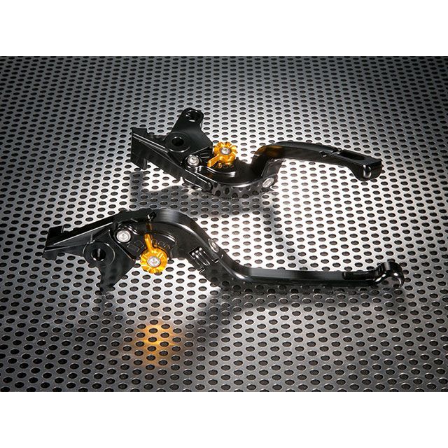 ユーカナヤ Rタイプ 可倒式 アルミ削り出しビレットレバー（レバーカラー：ブラック） Z900RS Z900RS CAFE カラー 調整アジャスター：ゴールド KA074-107-0701-02