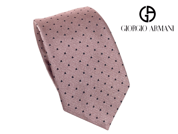 セール SALE 値下げ ジョルジオ アルマーニ ネクタイ GIORGIO ARMANI 360087 2F295 00070 PINK ピンク系地 ブラック ピンドット柄 ネクタイ