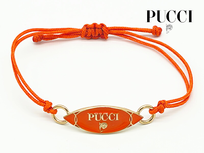 PUCCI プッチ 4HAB30 L07 SUMMER BRACELET ロゴプレート付き オレンジ コード サマーブレスレット サイズ調節機能付き コード ブレスレット Emilio Pucci エミリオ プッチ