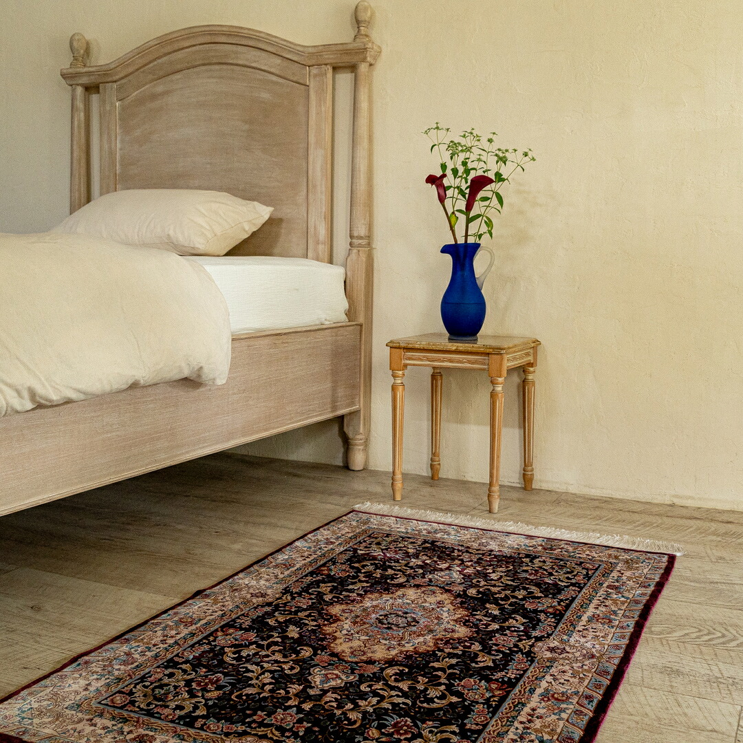 【本場イラン産】80×120cm ペルシャ絨毯(機械&手織り) 玄関マットサイズL(送料無料 かわいい おしゃれ 絨毯 ラグ バンブーシルク モーダル ペルシャ)◆CH-12|イラン産絨毯 ペルシャダイレクト
