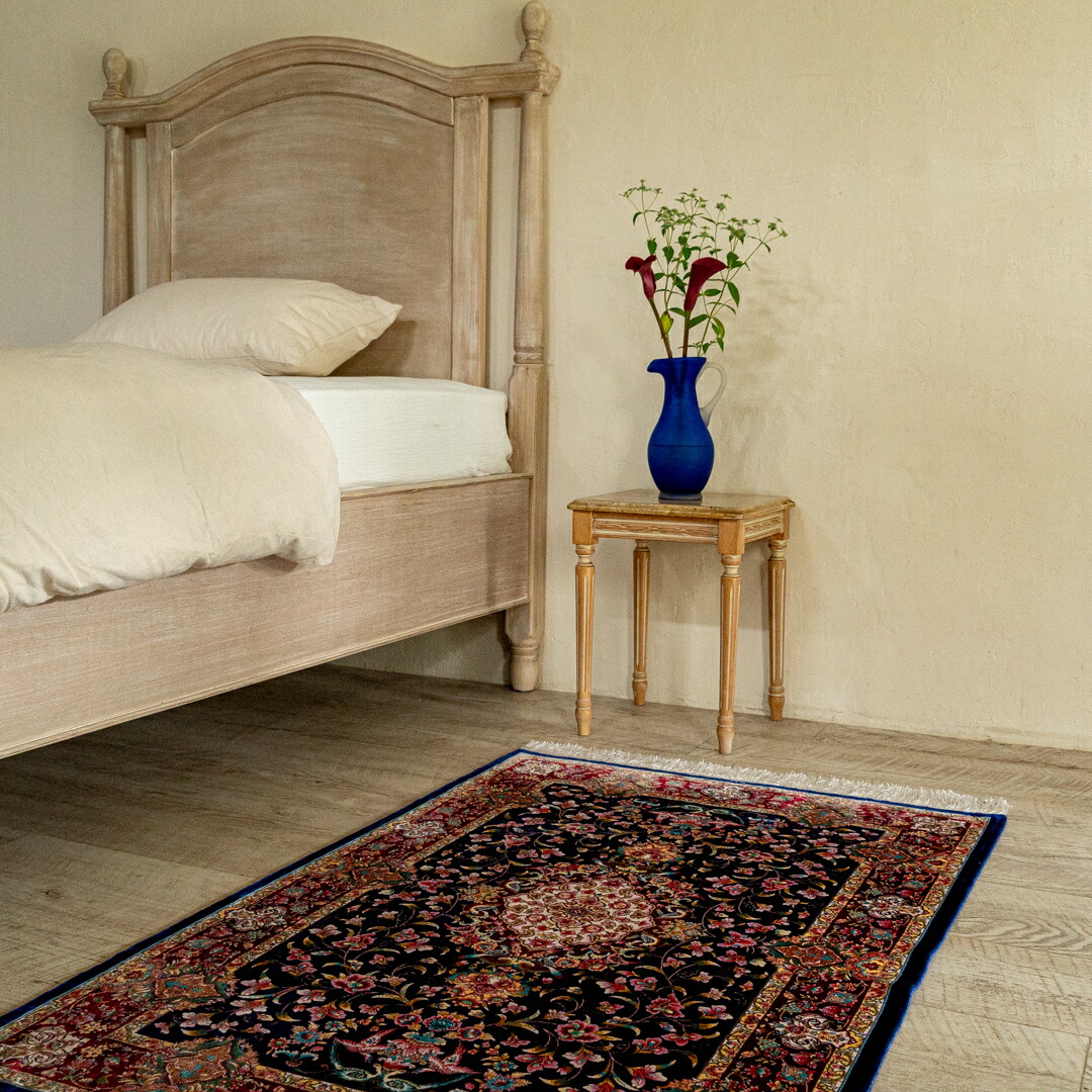 【本場イラン産】80×120cm ペルシャ絨毯(機械&手織り) 玄関マットサイズL(送料無料 かわいい おしゃれ 絨毯 ラグ バンブーシルク モーダル ペルシャ)◆CH-16|イラン産絨毯 ペルシャダイレクト
