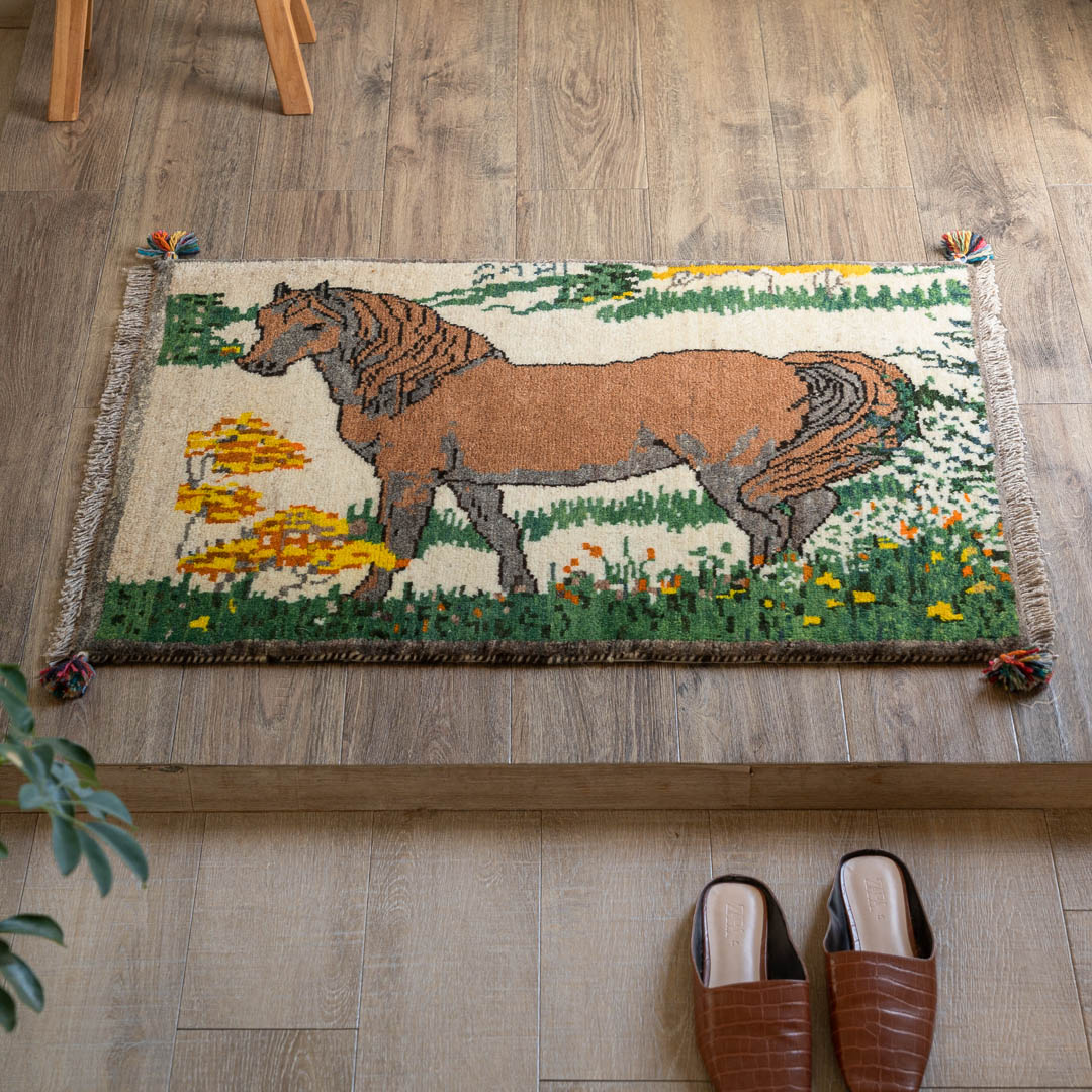 【百貨店SALE20%OFF】【発祥地ペルシャ産】63×80糎 入り口・入口つや消し（貨物輸送無料 手織り 生まれながら染め粉 愛くるしげ 今めかしい 引っ敷き 入り口・入口 引っ敷き 羊毛100% イラン ギャベ Gabbeh リーズバフト ヴィンテージ）