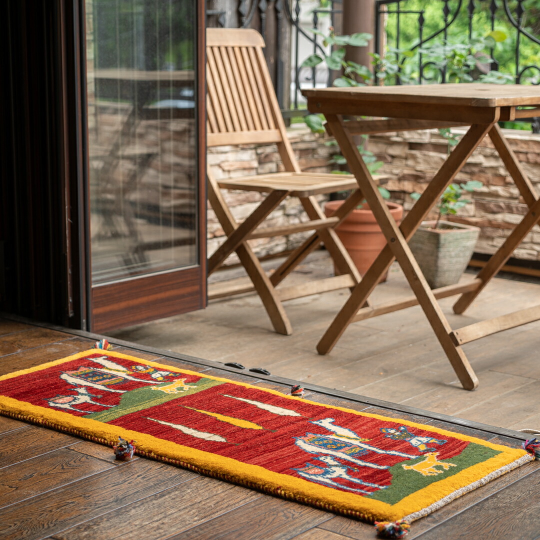 【百貨店SALE20%OFF】【発祥地ペルシャ産】45×117糎 走者（長っ細い）（貨物輸送無料 手織り 生まれながら染め粉 愛くるしげ 今めかしい 引っ敷き 歩廊 入り口・入口 引っ敷き 羊毛100% イラン ギャベ Gabbeh HAJI作 ふかふか 朦朦たる）