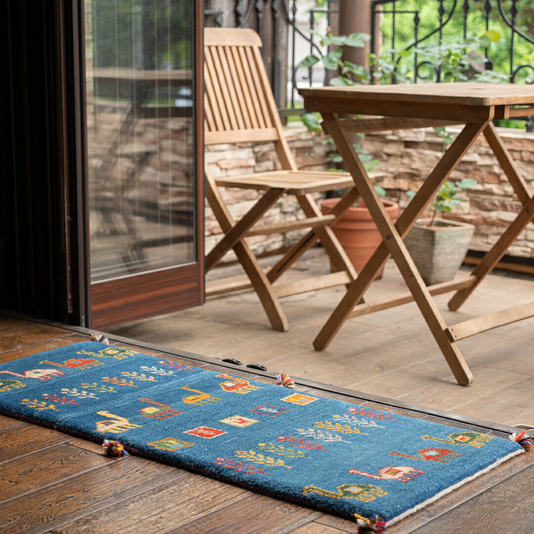 【百貨店SALE20%OFF】【発祥地ペルシャ産】48×120糎 走者（長っ細い）（貨物輸送無料 手織り 生まれながら染め粉 愛くるしげ 今めかしい 引っ敷き 歩廊 入り口・入口 引っ敷き 羊毛100% イラン ギャベ Gabbeh HAJI作 ふかふか 朦朦たる）