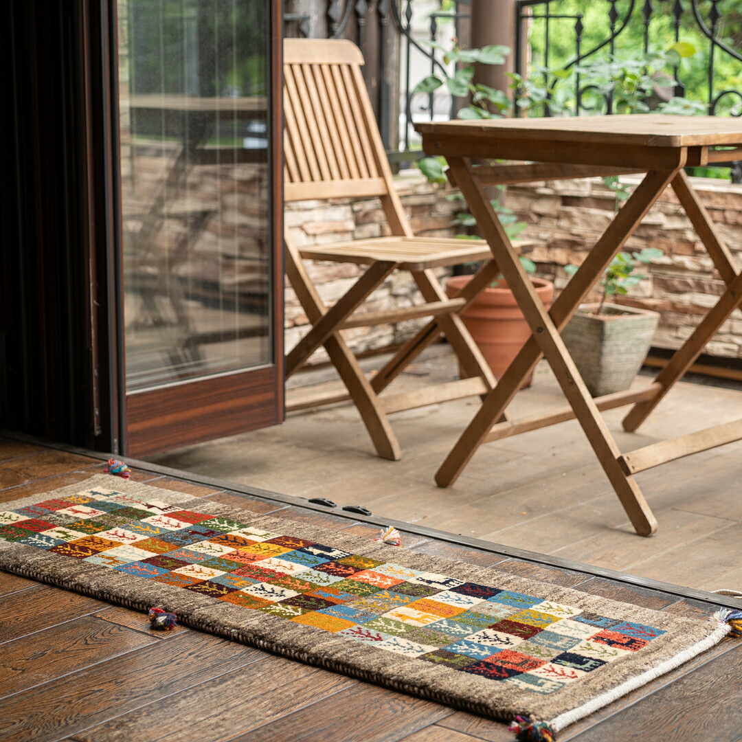 【百貨店SALE20%OFF】【発祥地ペルシャ産】44×124糎 走者（長っ細い）（貨物輸送無料 手織り 生まれながら染め粉 愛くるしげ 今めかしい 引っ敷き 歩廊 入り口・入口 引っ敷き 羊毛100% イラン ギャベ Gabbeh HAJI作 ふかふか 朦朦たる）