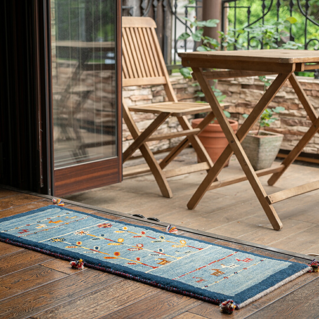 【百貨店SALE20%OFF】【発祥地ペルシャ産】42×120糎 走者（長っ細い）（貨物輸送無料 手織り 生まれながら染め粉 愛くるしげ 今めかしい 引っ敷き 歩廊 入り口・入口 引っ敷き 羊毛100% イラン ギャベ Gabbeh HAJI作 ふかふか 朦朦たる）