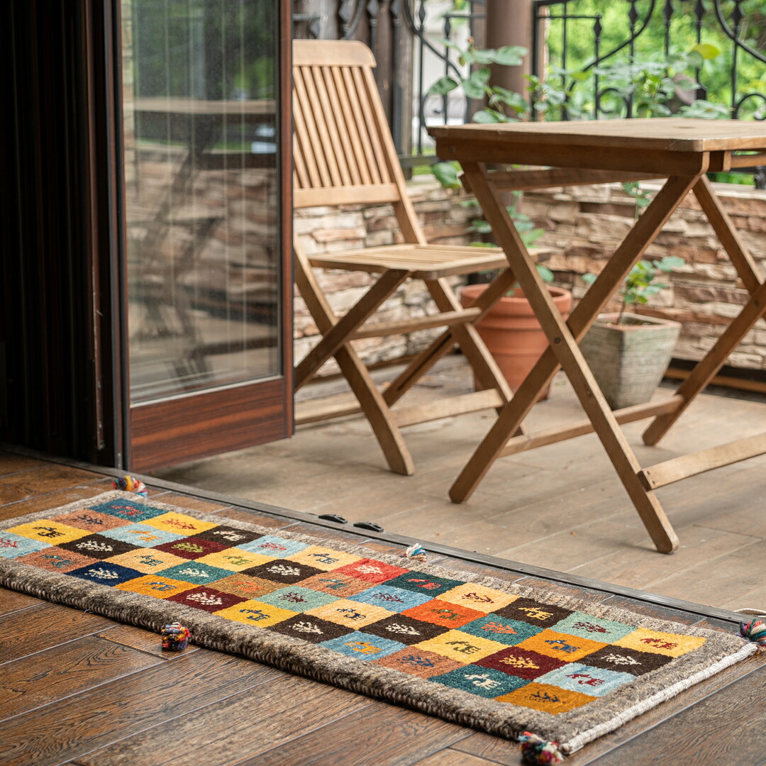 【百貨店SALE20%OFF】【発祥地ペルシャ産】44×122糎 走者（長っ細い）（貨物輸送無料 手織り 生まれながら染め粉 愛くるしげ 今めかしい 引っ敷き 歩廊 入り口・入口 引っ敷き 羊毛100% イラン ギャベ Gabbeh HAJI作 ふかふか 朦朦たる）