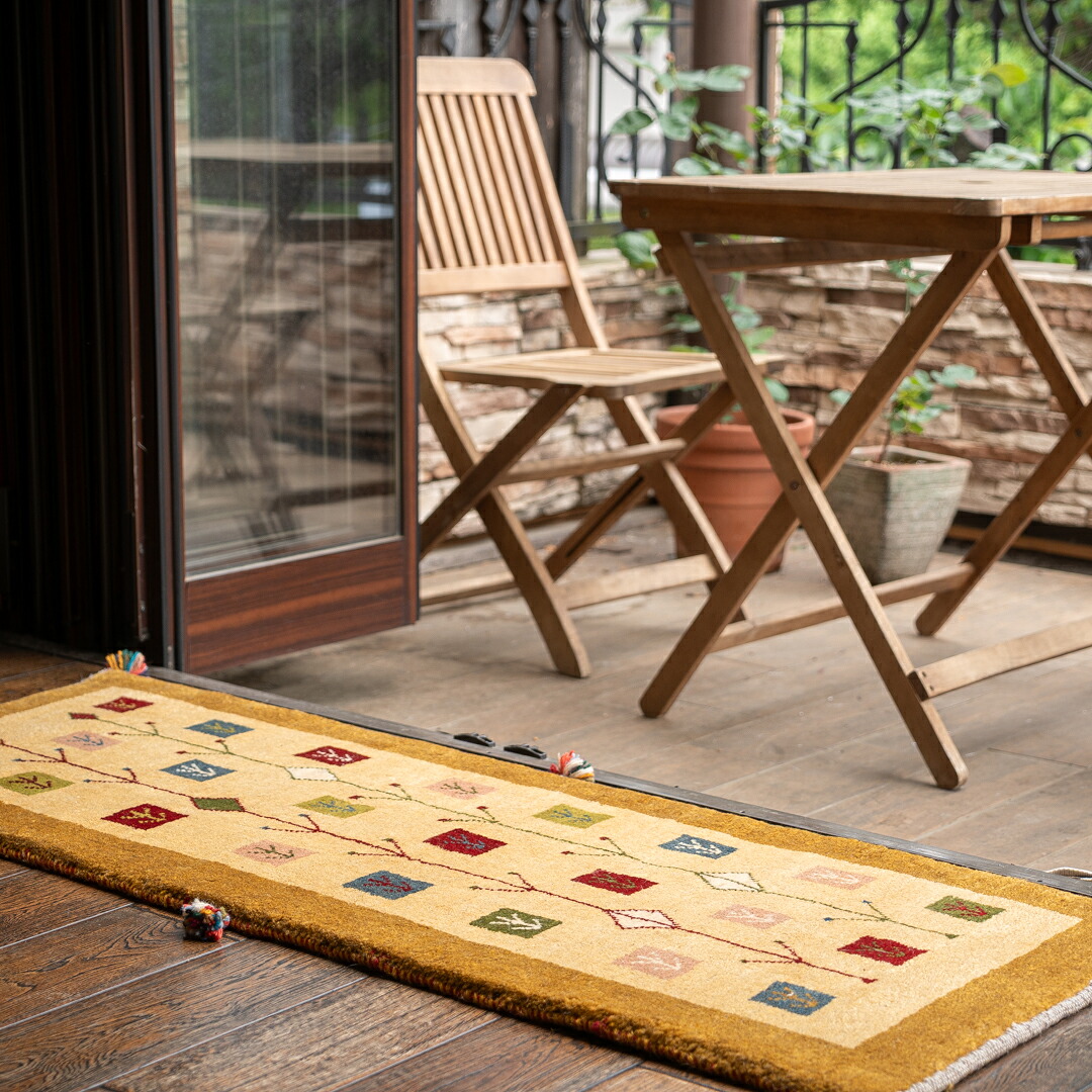 【百貨店SALE20%OFF】【発祥地ペルシャ産】54×147珊 伝令（長っ細い）（貨物輸送無料 手織り 生まれながら染め料 愛くるしい 今めかしい 通路 引っ敷き 引っ敷き 羊毛100% イラン ギャベ Gabbeh）