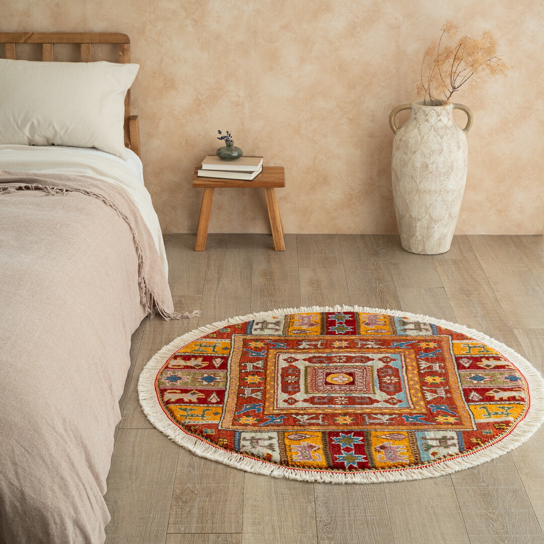 楽天市場】【本場イラン産】ギャッベ 直径85cm 丸型（送料無料 手織り