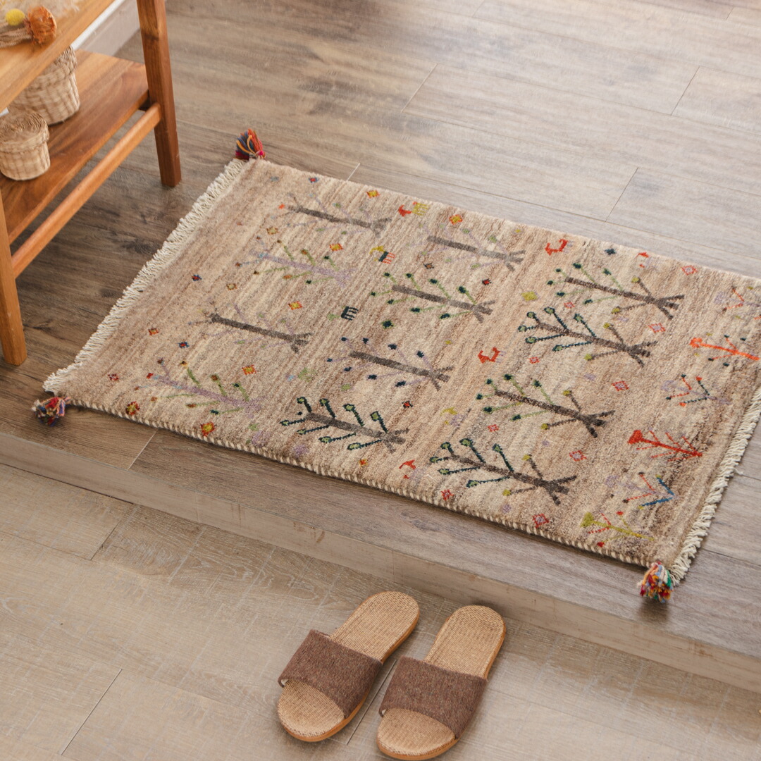 【アウトレット商品】【本場イラン産】60×88cm ギャッベ 玄関マットS（送料無料 手織り 天然染料 かわいい おしゃれ 絨毯 ラグ ウール100% ギャベ Gabbeh 織り目が細かい リーズバフト） 29,304円