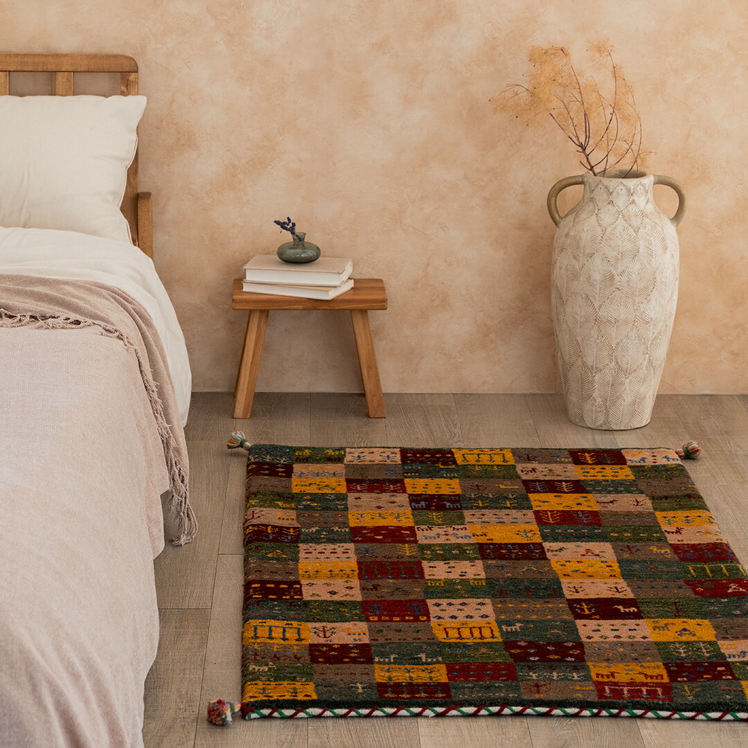 イラン　ギャべ　毛100% 88×123cm 楽天市場】【アウトレット商品】【本場イラン産】83×123cm ギャッベ