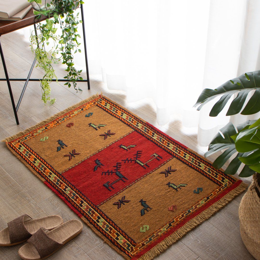 本場イラン産 63 95cm キリム 玄関マット他 送料無料 手織り 天然染料 かわいい おしゃれ 絨毯 ラグ ウール100 ペルシャ Somali ソマリ Andapt Com