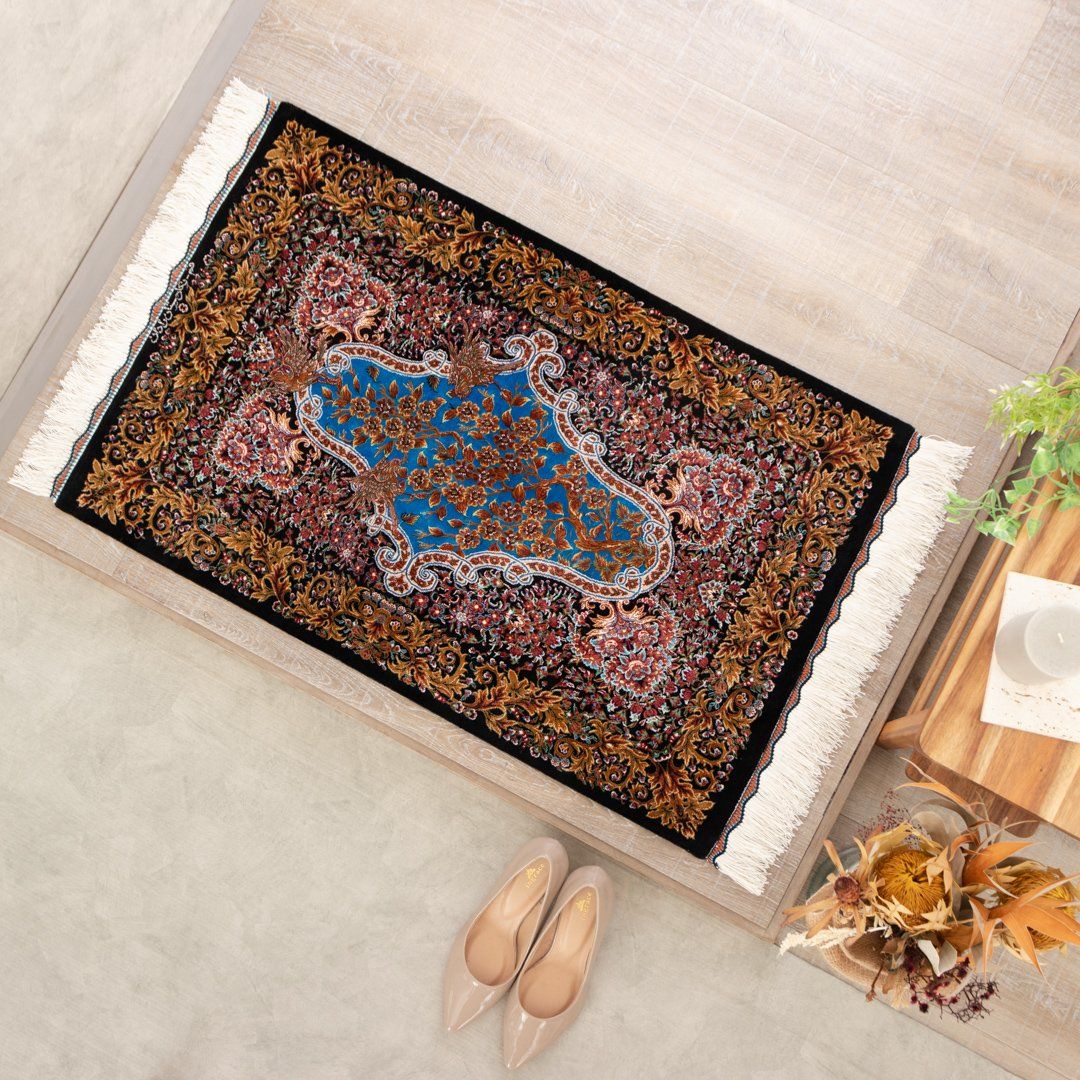 【発祥地ペルシャ産】59×91糎 イラン引っ敷き 部屋の入り口大きさM（貨物輸送無料 手織り 生まれながら染め料 愛くるしげ 今めかしい 引っ敷き 引っ敷き 絹地100% イラン）◆ROSSELYNE ロッセリーニ