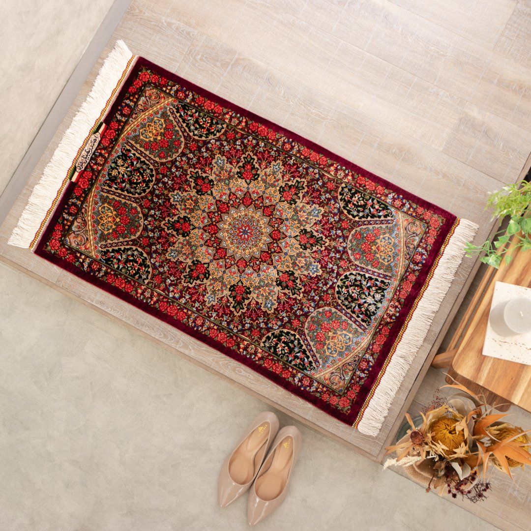 【発祥地ペルシャ産】58×92糎 イラン引っ敷き 部屋の入り口大きさM（貨物輸送無料 手織り 生まれながら染め料 愛くるしげ 今めかしい 引っ敷き 引っ敷き 絹地100% イラン）◆MILIAM ミリアム