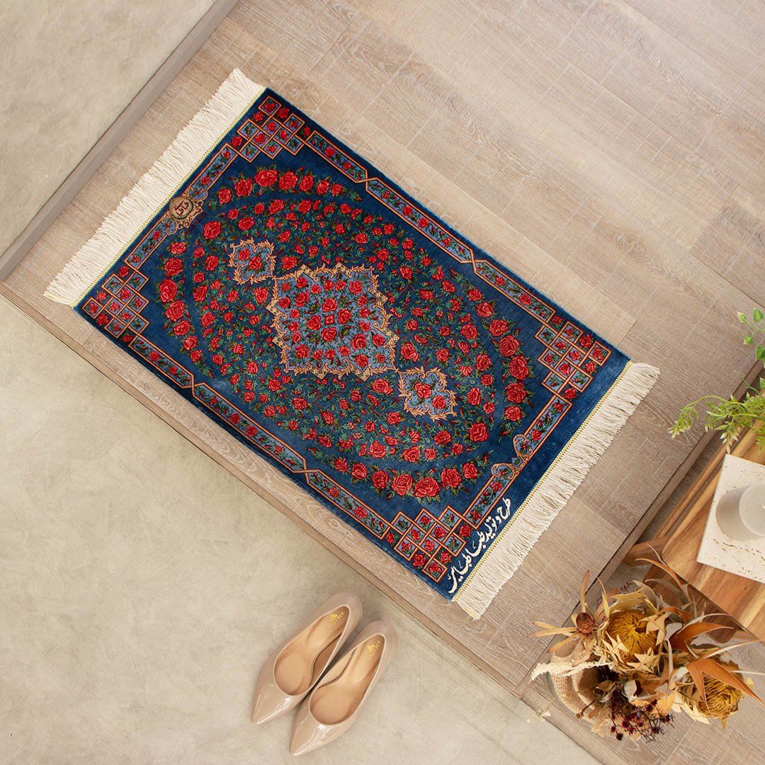 【発祥地ペルシャ産】51×77糎 イラン引っ敷き 部屋の入り口大きさM（貨物輸送無料 手織り 生まれながら染め料 愛くるしげ 今めかしい 引っ敷き 引っ敷き 絹地100% イラン）◆HELENA ヘレナ