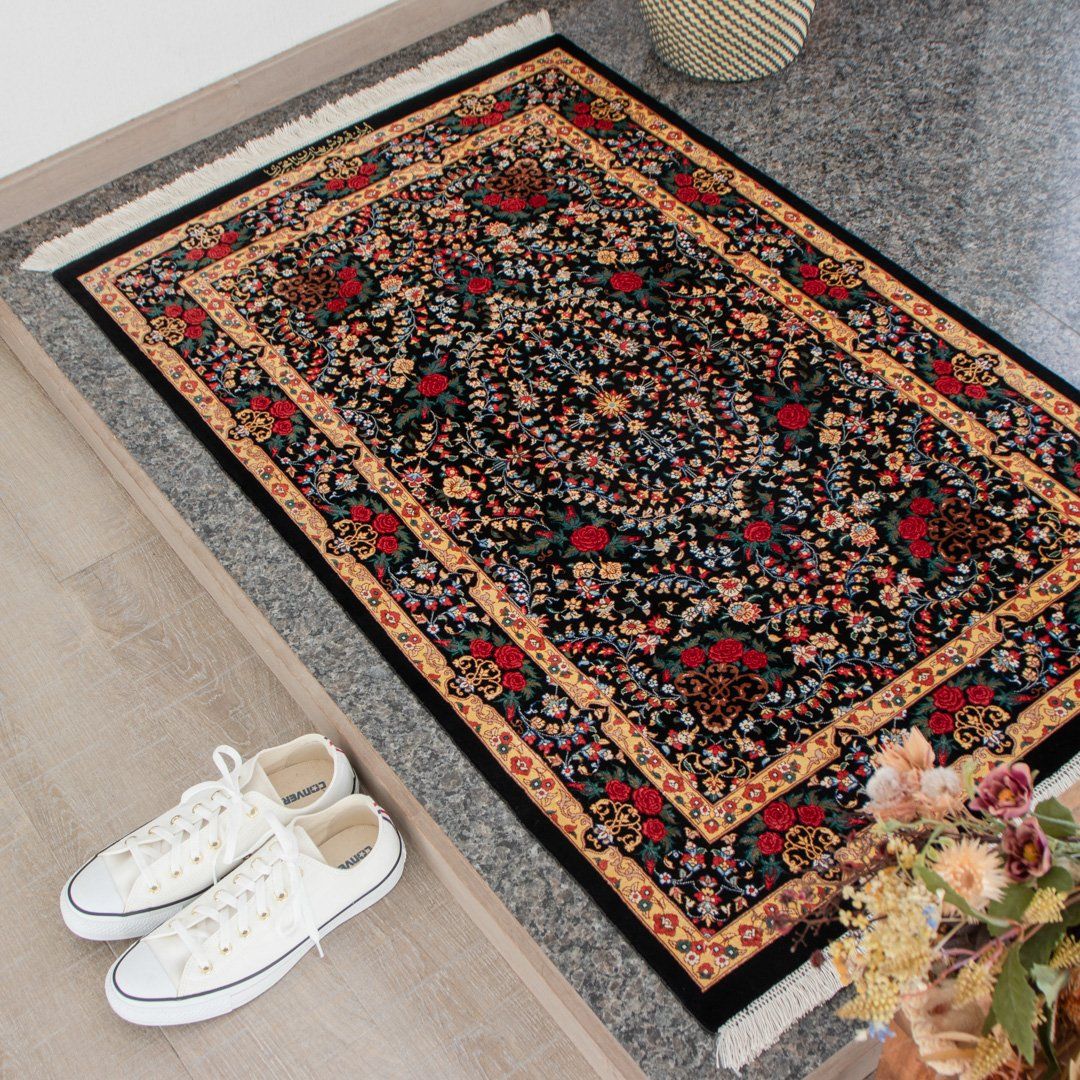【百貨店SALE30%OFF】【発祥地ペルシャ産】77×120珊 イラン引っ敷き 部屋の入り口大きさL（貨物輸送無料 手織り 生まれながら染め料 愛くるしい 今めかしい 引っ敷き 引っ敷き 地絹100% イラン）◆INES イネス