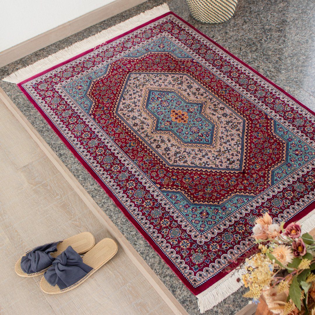 【百貨店SALE30%OFF】【発祥地ペルシャ産】80×115珊 イラン引っ敷き 部屋の入り口大きさL（貨物輸送無料 手織り 生まれながら染め料 愛くるしい 今めかしい 引っ敷き 引っ敷き 地絹100% イラン）◆GLORIA グロリア