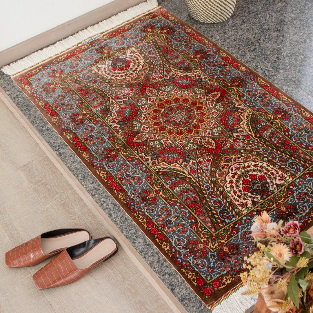 【百貨店SALE30%OFF】【発祥地ペルシャ産】78×126珊 イラン引っ敷き 部屋の入り口大きさL（貨物輸送無料 手織り 生まれながら染め料 愛くるしい 今めかしい 引っ敷き 引っ敷き 地絹100% イラン）◆ROSSHI ロッシ