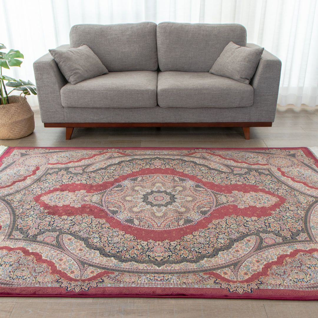【アウトレット商品】【本場イラン産】150×215cm ペルシャ絨毯（機械織） ラグサイズM（送料無料 かわいい おしゃれ 絨毯 ラグ バンブーシルク モーダル ペルシャ）◆No3009