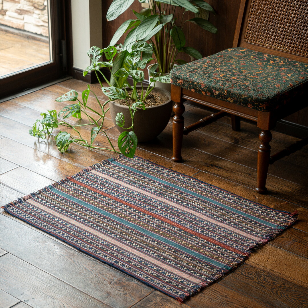 【本場イラン産】65&times;84cm キリム 玄関マット他（送料無料 手織り 天然染料 かわいい おしゃれ 絨毯 ラグ ウール100% ペルシャ）◆MILAD　ミラード｜イラン産絨毯 ペルシャダイレクト