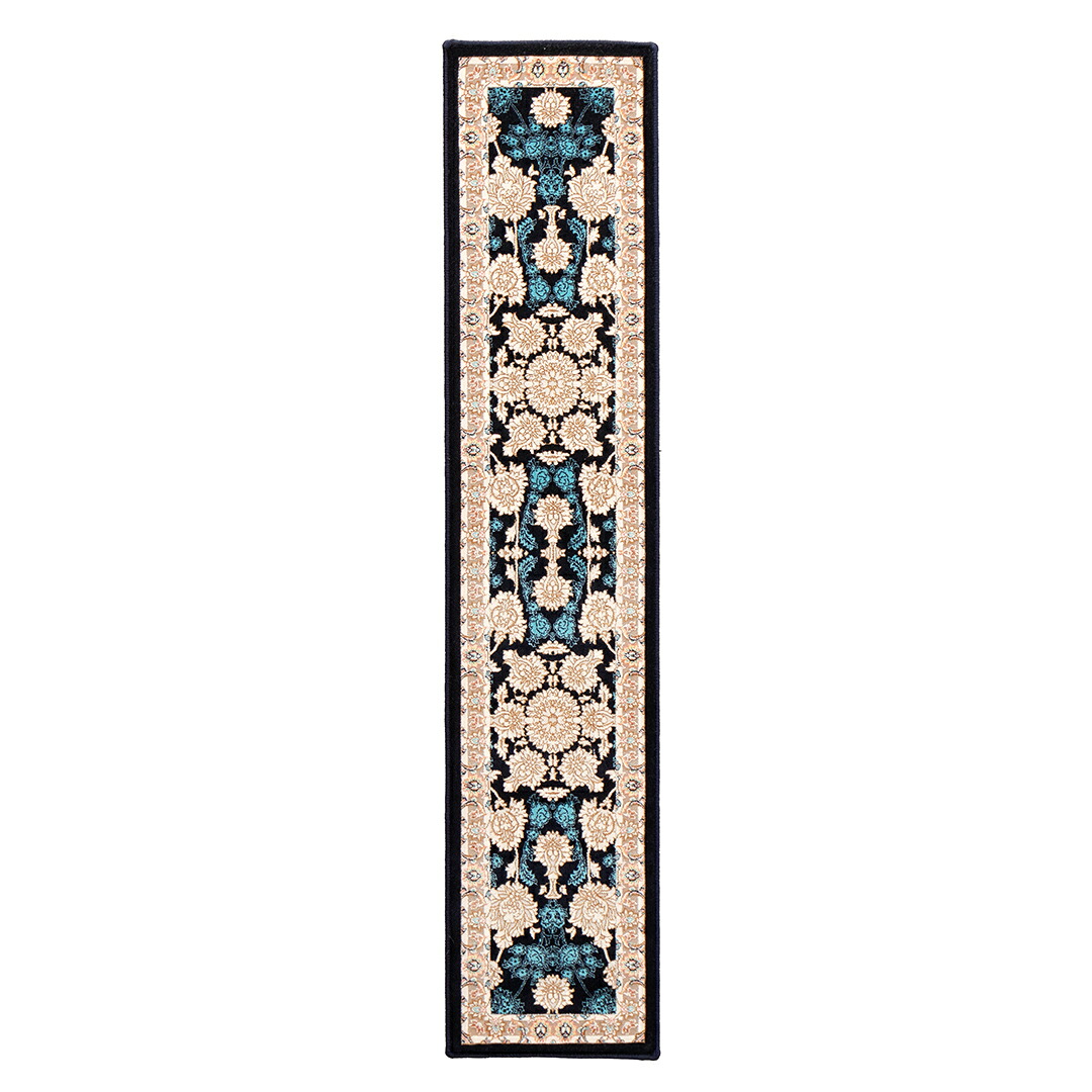 【本場イラン産】25.5&times;120cm 織り目の細かさ144万ノット！ ペルシャ絨毯（機械織） マールー柄　コン色（送料無料 おしゃれ 絨毯 ペルシャ絨毯風 ラグ 玄関マット 洗える ホットカーペット対応 ランナー 細長）｜イラン産絨毯 ペルシャダイレクト