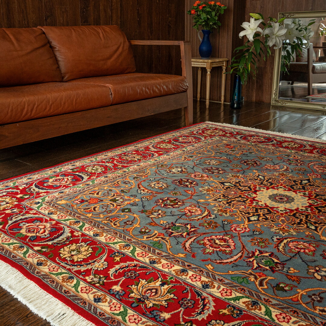 【アウトレット商品】【本場イラン産】186×207cm ペルシャ絨毯 正方形サイズS（送料無料 手織り 天然染料 かわいい おしゃれ 絨毯 ラグ ウール100% ペルシャ）◆CHAI　チャイ