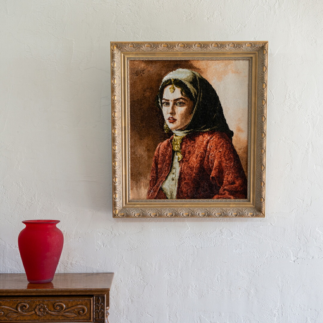 【イラン手織り引っ敷き】写真立て50×57糎 タブリーズ産（貨物輸送無料 手織り 生まれながら 愛くるしげ 今めかしい 北欧 おうち第四次元 一般受け 引っ敷き イラン 図面 作物）